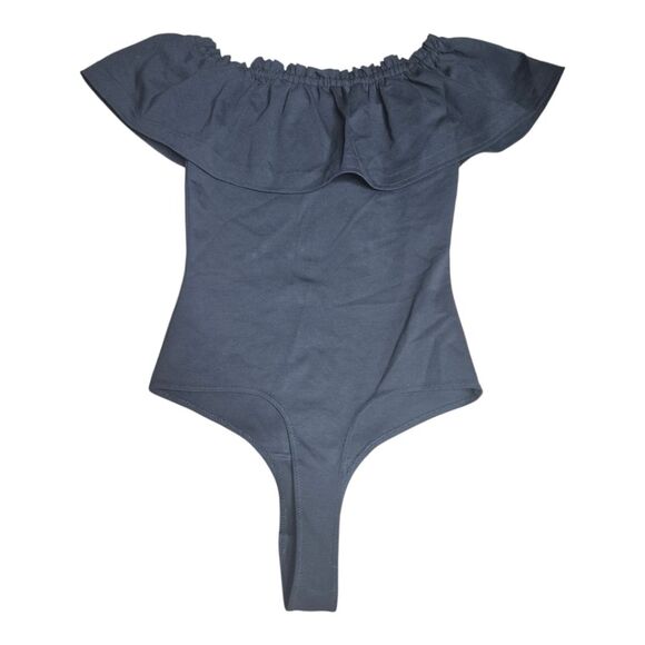 BCBGMaxAzria Black Ruffle Off Shoulder The Bodysuit Size XXS - Picture 4 of 11